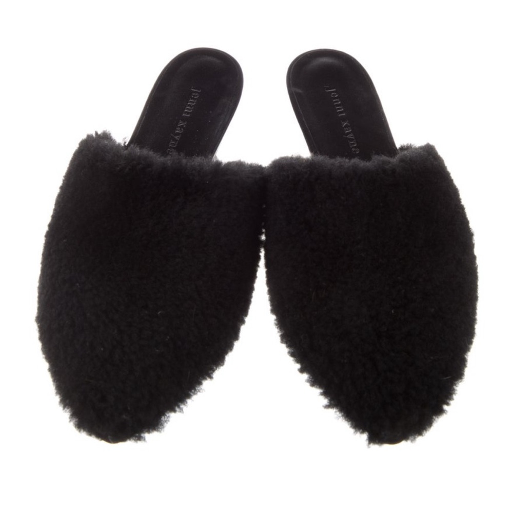Women's Black Shearling Mules